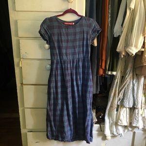 Pyne & Smith No. 17 Tea Length Blue Check Dress